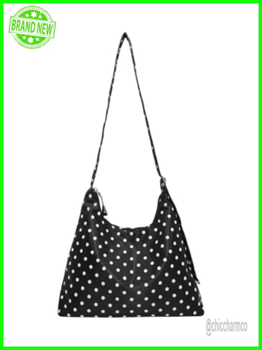Polka Dots Tote Purse Zipper Shoulder Handbag Casual Travel Shopper Bag